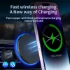 Chargers RGB Magnetic Car Wireless Charger för iPhone 12 13 14 15 Pro Max Mini MacSafe Car Phone Holder Stand Monta Fast Charging Station