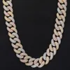 20mm Big Cuban Link Chain Duas fileiras Bubble VVs Moissanite Silver S925 colar de ouro em ouro