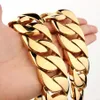 18k Gold Miami Cuban Link Chain Halsband Men Hip Hop Rostfritt stål smycken Chunky Gold Necklace3104