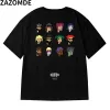 T-shirts Zazomde Summer Streetwear Men Letter Pixel Head Image Print Top Hip Hop Tshirt For Men High Street Casual Oversize Daliy Tshirt