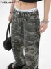 Damesjeans 2023 dames mode camo jeans losse hoge taille vrachtbroek rechte jeans pocket broek casual jeans trousseau feamle y2k yq240423