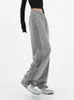 Jeans femminile americano Strt hip-hop a gamba a gamba a gamba Sude Womens High Strt Design Stripes di moving sport pantaloni casual sport y240422