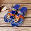 Slippers Koznoy Flor 5.5cm Apliques Imprima apartamentos de tamanho grande Tamanho Multicolor Cow Genuíno Colo