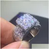 Rings Vintage Court Ring 925 Sterling Sier Square Diamond CZ Promise Engagement Band for Women Bridal Jewelry Drop Delivery OTUW1