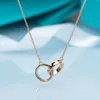 Designer Anhänger Halsketten weiß Kupfer Doppelring Halskette Schmuck 1837 Schlüsselbeinkette Luxus Mode Ring Anhänger Halskette