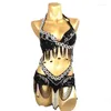 Stage Wear Wear Lady Women paljetter Belly Dance Costume Set Oriental Dancing Suite Belt Bra Samba Costumes Bellydance Outfit