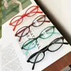 نظارات شمسية ريترو بيضاوي نظارات النساء الفتيات Y2K أزياء إطار خضراء حمراء النظارات النظارات الزخرفية كمبيوتر مضاد للضوء