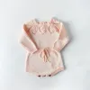 Één-stuks 2022 Baby Rompers babymeisje bladeren katoen gebreide wol samengevoegde kledingzak scheet ah klim rompers kleren