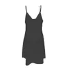 여자 여름 중공 자카드 v 넥 스트랩 단색 드레스