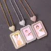 Memory Photo Small Heart-Shaped Double-Layer Zircon Square Frame Solid Pendant Hip-Hop Necklace Accessory