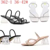 Slippers 2024 Water Diamond Slim Toe Clif Simple High Heel épais Sexy Sexy Transparent grandes chaussures