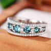 Группы Huitan Elegant Blue Cz Fingerring для женщин свадебная вечеринка ежедневная ношение мод