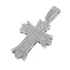 Nieuw kleurrijke diamantpatroon Cross ketting Hip Hop Fashion veelzijdige trui -ketting