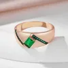 Bands SYOUJYO Luxury Dark Square Green Opal Zircon Rings For Women Vintage Black Plating Fine Jewelry Rose Gold Color Wedding Rings