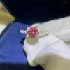 Anelli a cluster GRA certificata 1ct rosa moissanite anello S925 Sterling Sliver placcato gioiello di fidanzamento per matrimoni in oro bianco in oro bianco per donna