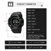 Watches SKMEI Multifunctional World Time Compass Countdown Sport Watches Mens 50M Waterproof Back Light Digital Wristwatch reloj hombre