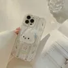 Mobiltelefonstötfångare Lace Gift Bunny Head Grip Tok Holder Soft Phone Case för iPhone 14 Pro Max 13 Pro 12 Mini X Xs Max XR 7 8 Plus 11 Pro SE 2020 Y240423