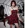 Black Bandage Summer Party Dresses for Women Goth Sexy A-Line Sleeveless Plaid Mini Short Dresses Streetwear