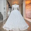 Hire Lnyer Long Sleeve Lace Up Back All Over Shiny Beads Crystal Pearls Sequins Sparkly Ball Gown Wedding Dresses Real Office Photos Video