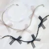 Colliers Style Ballet Ribbon Bowtie Collier Bow Crystal Perles Collier Nice