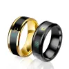 Banden temperatuurring titanium stalen stalen emotie emotie voelen intelligente temperatuur gevoelige ringen voor vrouw mannen waterdichte sieraden