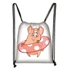 Sznurko happy piggy print torba Kobiet Travel Teen -School Brown Girl and Boy Backpack Fashion Famile Storage Torby L1