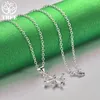 Hängen Alitree 925 Sterling Silver Snowflake Zircon Crystal Pendant Halsband för kvinnor Halsband Fashion Party Birthday Wedding Jewelry