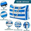 Storage Bags 20inch Chest Pin Embellished Travel Bag With Stripes Chic Striped Beach Tote Patch Fashionable