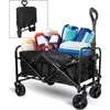 Folding Cart Heavy Duty Utility Wagon Beach Livsmedelsbutik Camping Portable Garden med allterrainhjul 240420