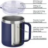 Bouteilles d'eau 14 oz (environ 396,9 g) tasse à vide en acier inoxydable isolé avec couvercle