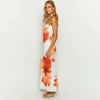 Casual Dresses Summer Womens 2024 Floral Long Robe Beach Party Elegant Vacation Outfits Sleeveless One Piece Holiday Dress