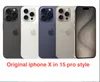 100% Apple Original iPhone X에서 15 Pro 스타일 폰 15Pro BoxCamera 외관으로 잠금 해제 된 3G RAM 256GB ROM 스마트 폰 새 배터리