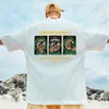 メンズ100％ピュアコットンショートスリーブカジュアルTシャツ夏特大の通気性ゴット美学トップY2Kステッチハラジュク衣類240420