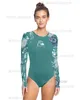 Spelispo Glossy Badeanzug Onepiece Long Sleeve Badebode für Sportsurfen BodySuit Schwimmbad Pool Bather Anzug Sand 240411