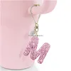 Keychains Lanyards Glitter Letter Charms For Cup Bottle Chain Tumbler With Handle Bling Initial Name Id Drop Delivery Ottnh