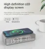 Chargers LED elektrische wekker met mobiele telefoon draadloze lader HD -klokspiegel met tijdgeheugen digitale thermometer klok