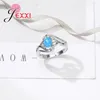 Clusterringe Spiral mystische oval geformte blaue Opalsteine gepflasterte Hochzeit 925 Sterling Silber Anel Charm Accessoires Tropfen