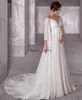 Suknia ślubna z szyfonu macierzyńskiego 2023 Długie rękawy Bohemian w ciąży panny młodej sukienki Elegancka prosta szata de Mariage