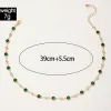 Necklaces Vintage Elegant Green Zircon Rhinestone Choker Necklaces for Women Simple Handmade Gold Color Collar Necklace Vacation Jewelry