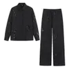 Zach Ailsa Spring 제품 여성 패션 스타일 느슨한 구슬 장식 장식 자수 셔츠 캐주얼 바지 세트 240408
