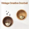 Decorative Figurines Wooden Brass Doorbell Creative Magnetic Suction Entrance Wireless Wind Chimes Hanging Decor Housewarming Gift