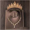 Bijoux de mariage ensembles baroques costumes nuptiaux en cristone Criara couronne boucles d'oreilles collier mariée