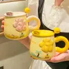 Muggar söt tecknad mugg taza personalizada estetik canecas criativas ceramica kaffekoppar tasse kubek bardak vän gåva