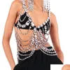 Taille-ketengordels y Overdreven vierkante kristallen dames borstjuwelen persoonlijkheid Mti-layer bikini body accessoires 240415 drop leveren dh8da