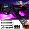 Car Interior Lights 4pcs Floor Atmosphere Glow Neon Lamp MultiColor Music Strip Decorative Underdash Lighting Kit9719440