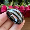 Rings Dropshipping 8MM Black/Bright Meteorite Ring Tungsten Wedding Band For Men Women Fashion Jewelry Domed Polished Comfort Fit