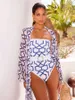 Geometric Formes Outfit da spiaggia 2024 Swimwear Summer Female One Piece e Cover Up Swimsuit Women Suite Abbex usura