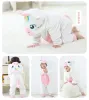 One-pièces nouveau-né Baby Rompers Kigurumi Boy Girls Pyjamas Animal dessin animé robere à capuche pyjama lion Costumes de singe