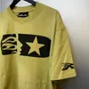 Fashion Yellow Print Tee Men Oversize Sleeve Spring 2024SS TShirts Summer T-shirt Women Short Oofms
