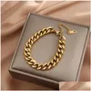 Łańcuch 14K żółte złoto link moda bransoletka dla kobiet wykwintna złota biżuteria dziewczyna prezent upuszczenie dostawy bransoletki dhcew